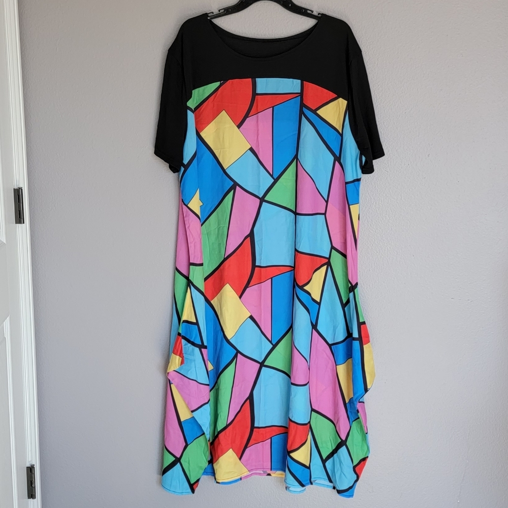 Dress Casual  Irregular Geometric Graphics Casual Loose Long Skirts/Size 5XL.